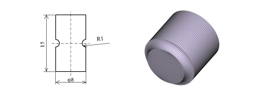 Test Specimen and 1/2 Analytic Model